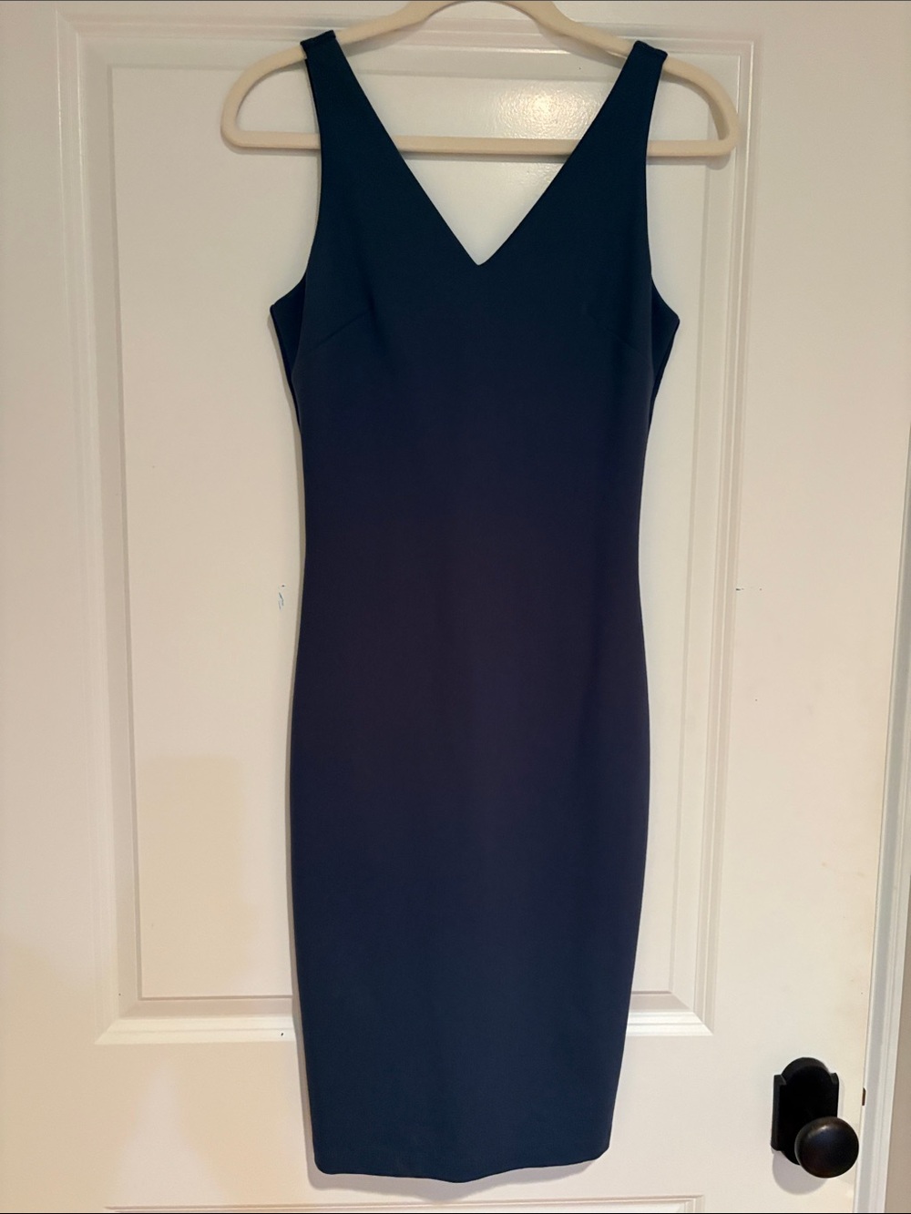 Classic Navy V-Neck Sheath Dress - Women